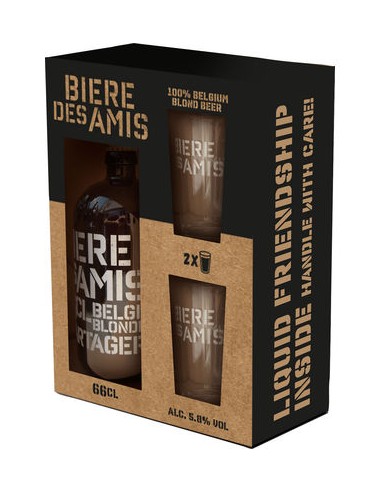 COFFRET BIERE DES AMIS OW 66CL + 2 VERRES 17CL